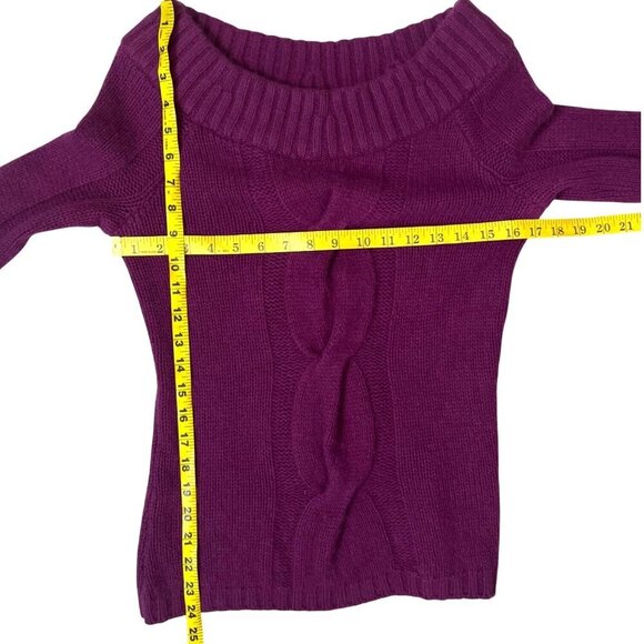 Vince 100% Cashmere Cable Knit Boat Neck Sweater XS | Rich Purple Luxe Soft - Picture 9 of 9